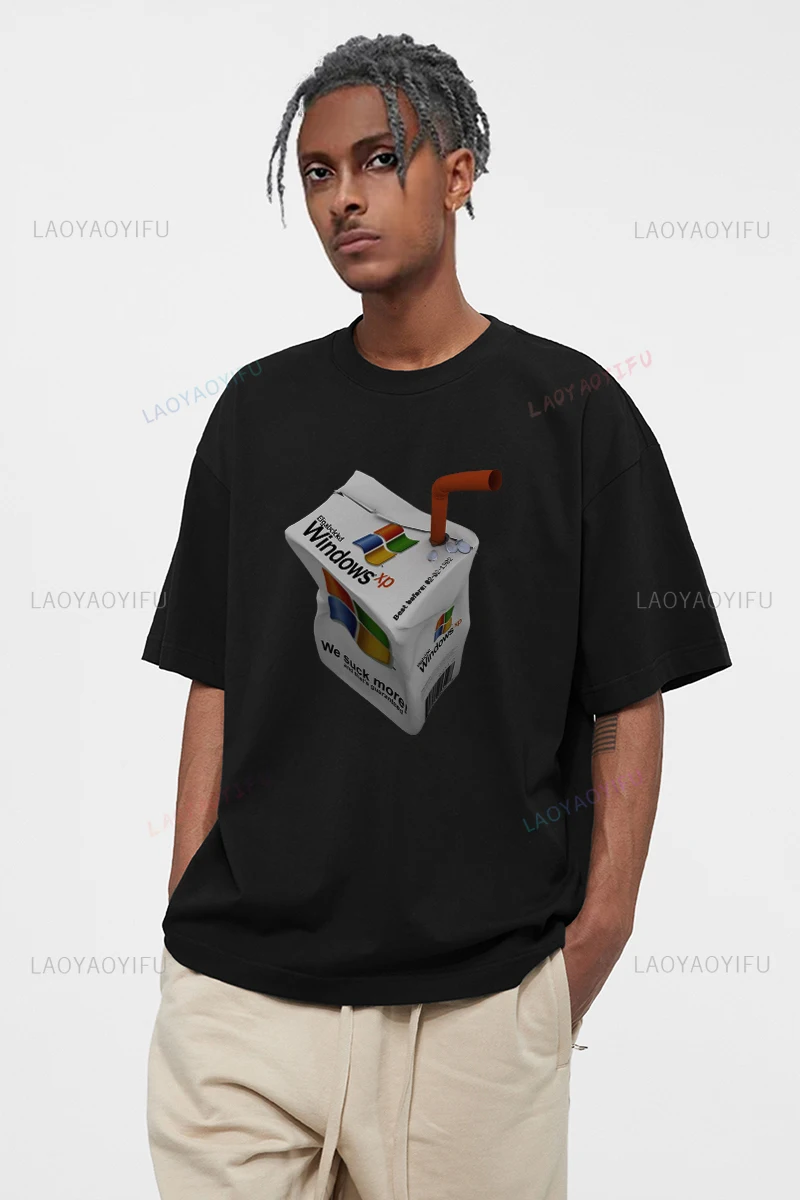 Windows95 Moda Novità Tee Y2k Manica corta Donna Uomo Grafica Stile unico Top in cotone Harajuku Maglietta maschile Camicia streetwear