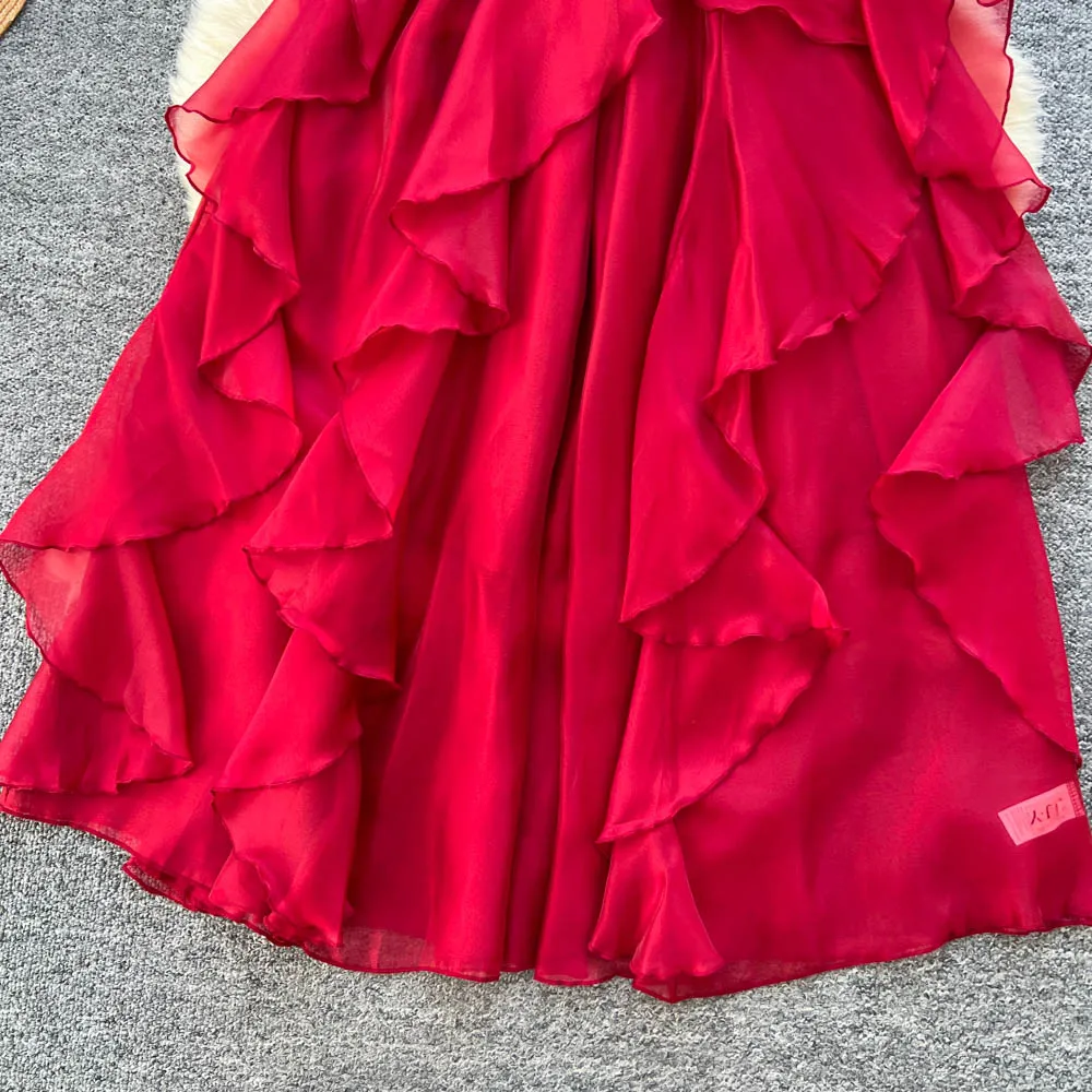 Chique vintage sexy halter sem mangas elegante fada verão feminino boho vestido de verão roupas femininas vestido longo