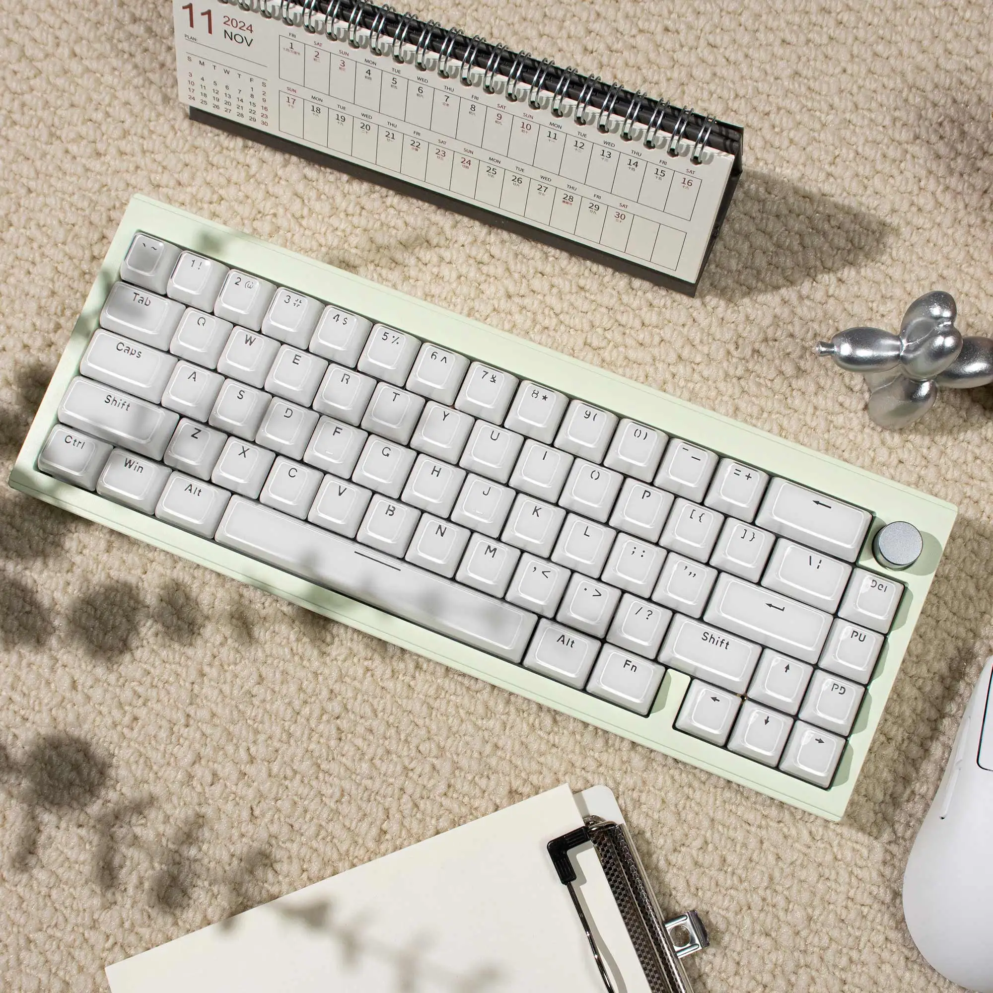 113 Key White Jelly Crystal Keycaps Double Shot MDA Profile Keycaps Top Engraved Font Shine Through for MX Mechanical Keyboard