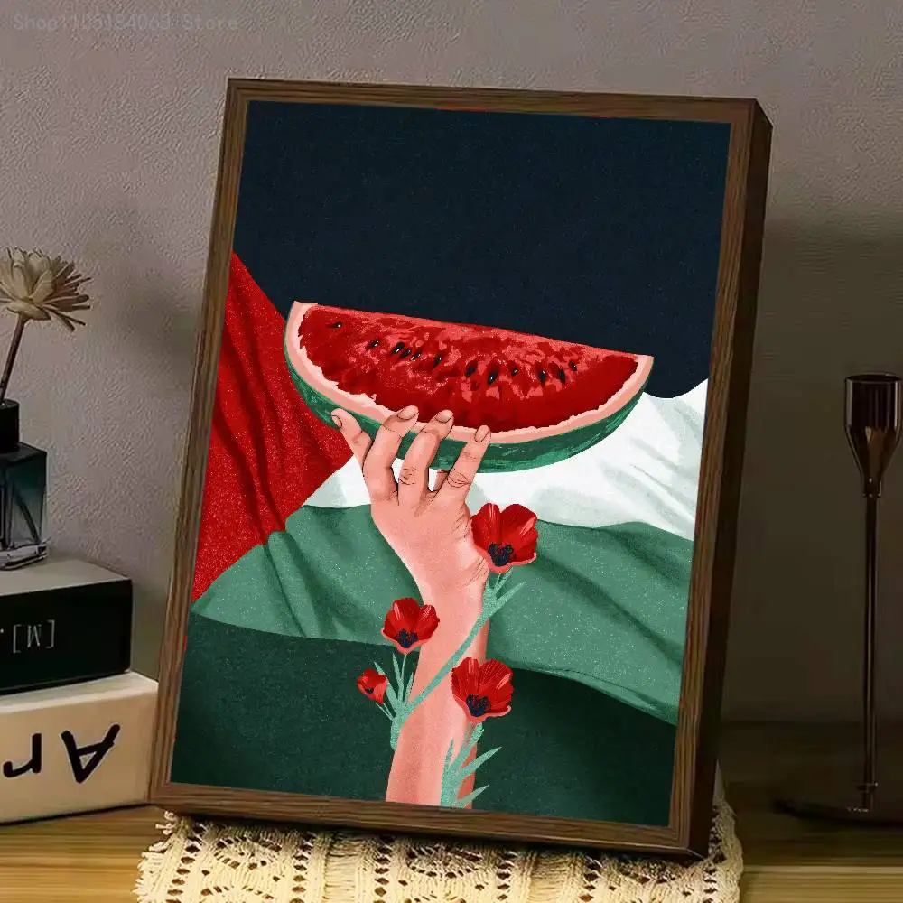Wall Murals Home Custom Self-adhesive Decoration For Watermelon-PalesTine-Flower Hattah Keffiye Poster Cover Sticker Playbill