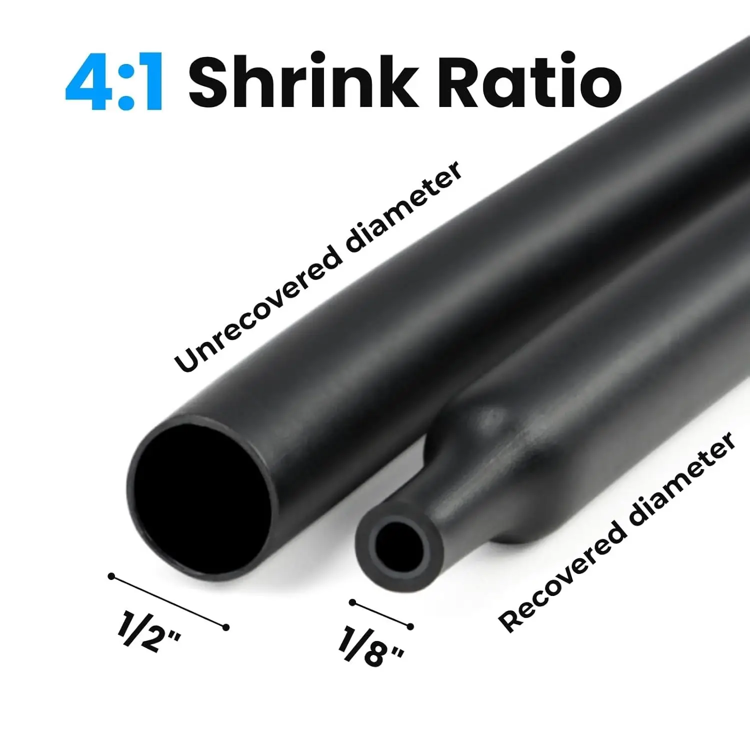 Φ4mm to Φ52 Heat Shrink Tubing-4:1 Ratio Dual Wall Adhesive Lined Shrinkable Wire Wrap Tube Waterproof Industrial Black