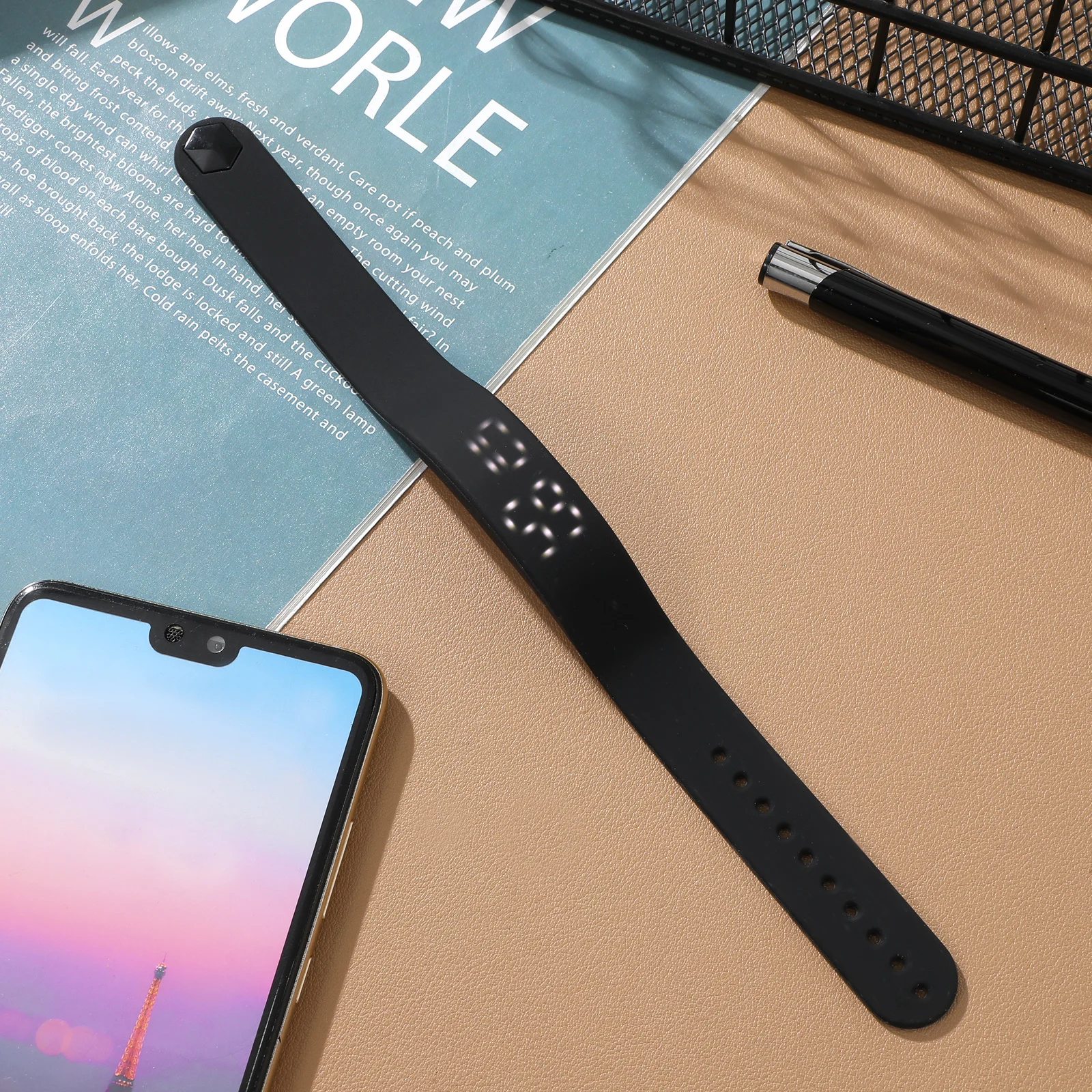 

Smart Watch LED Electronic Black Silicone Adjustable Strap Sports Smart Bracelet Fitness for Exercise Step Counting