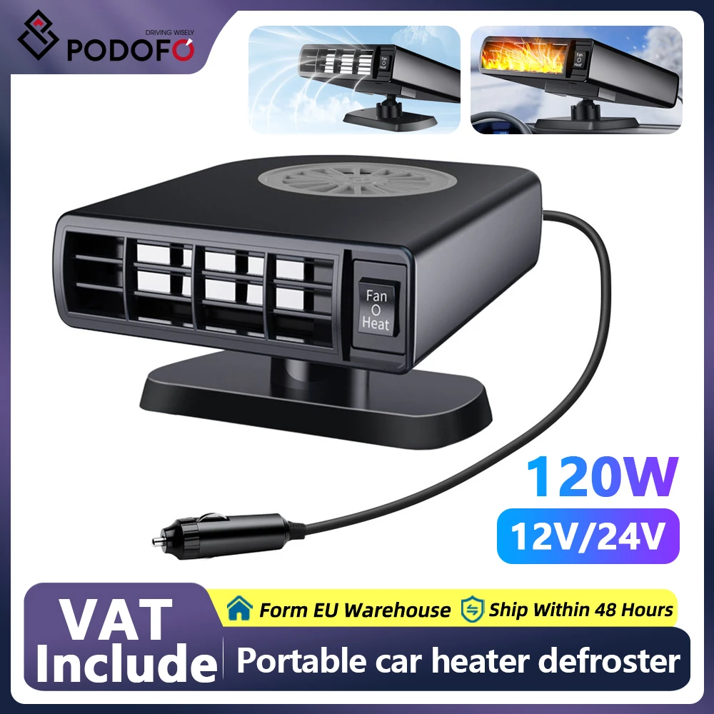 Podofo Car Heater 12V/24V 120W Portable Auto Windshield Heater Cars Defrosting Defogging Heating Cooling for Trucks and Cars