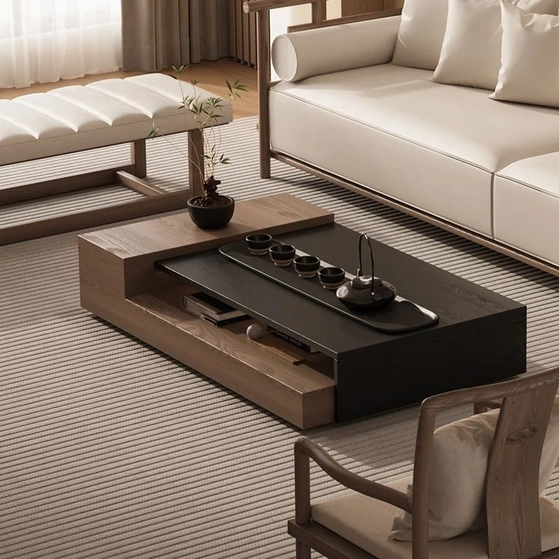 

Table modern simple log solid wood sofa small low table designer style home