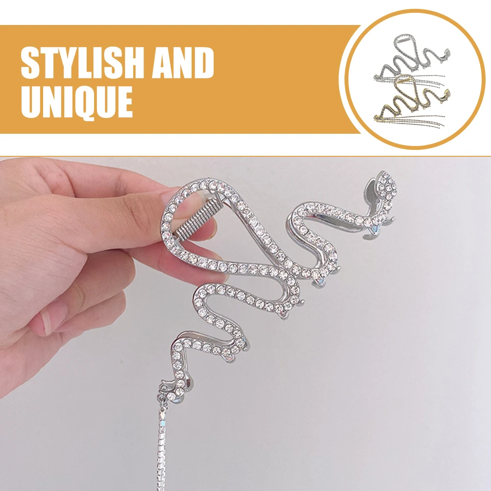 

2pcs Snake Claw Clip Metal Tassel Hair Accessories for Women Large Clips Thick Hair Styling Pearl Flat Shark Hairpins