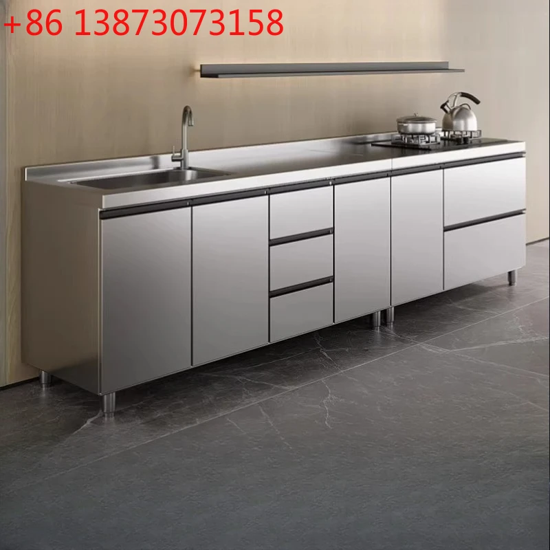 Gabinete nórdico de acero inoxidable, gabinete moderno de diseño para fregadero de cocina, almacenamiento, muebles de cocina de alta gama, Mueble De Cocina FYKC