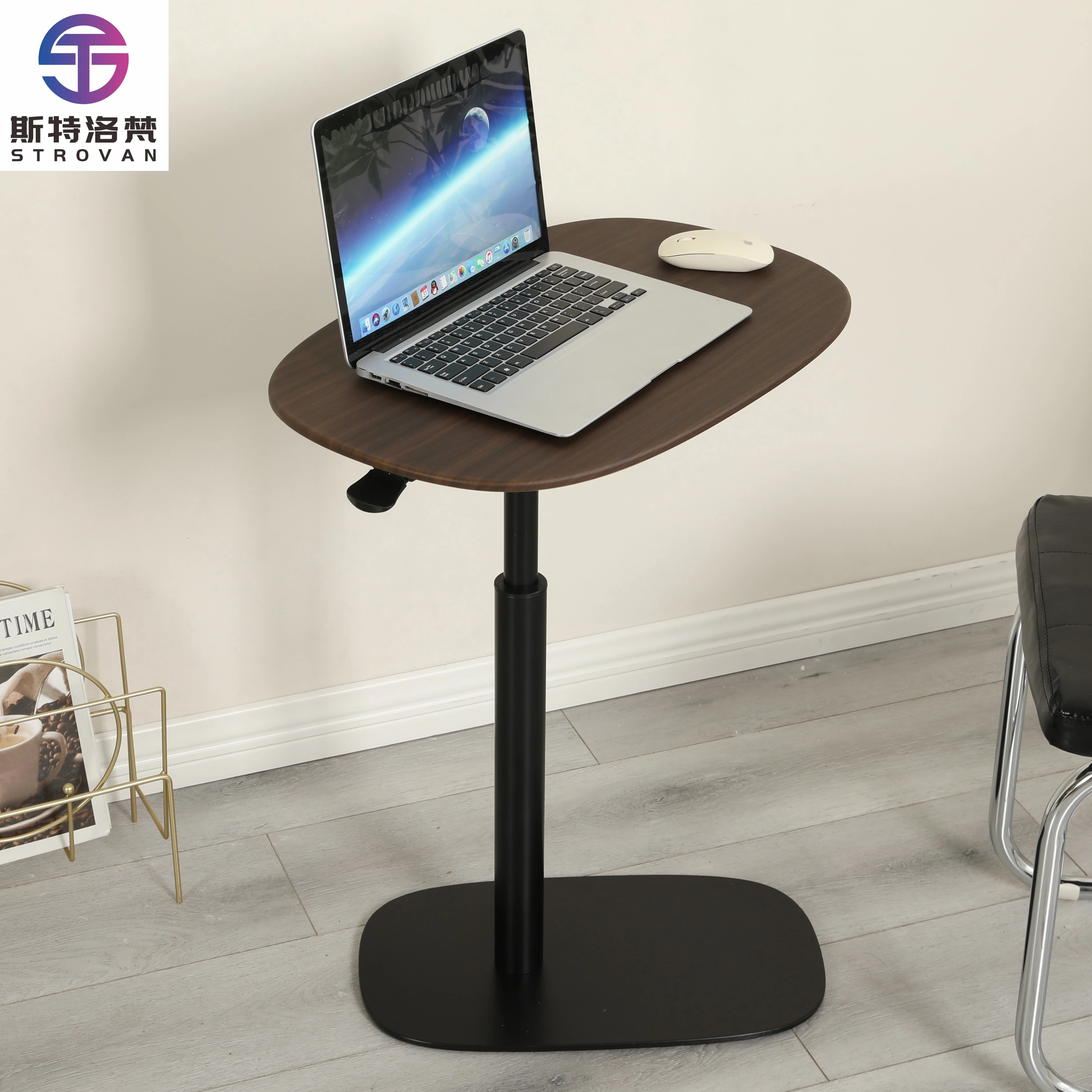 

Modern Ellipitical Ergonomic 360° Rotating Swivel Living-room Table Gas Lifting Height Adjustable Side Console Stable Desk