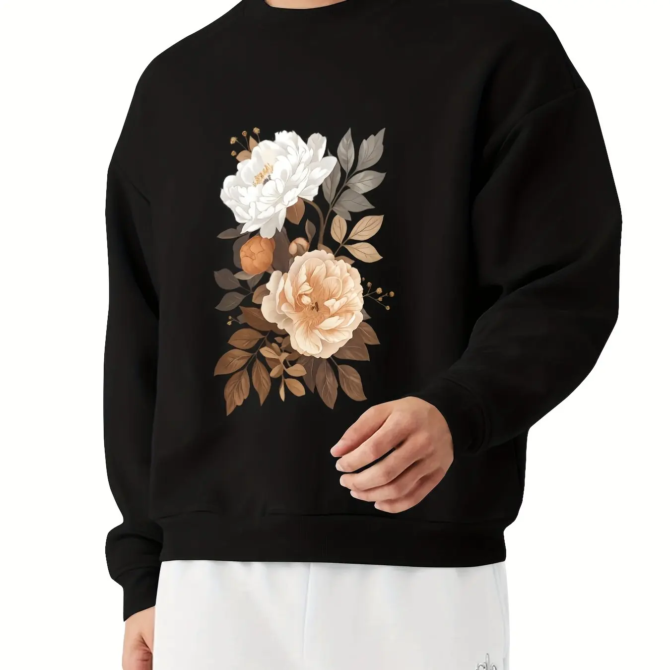 

Retro Floral Print Autumn and Winter Men's and Women's Long Sleeved Sportswear for Casual and Loose Outdoor Street Sports