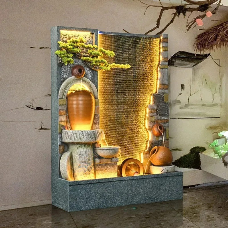 M02 Water curtain wall, flowing water screen, new Chinese-style water feature, fountain, rockery, decorative landscape ornament