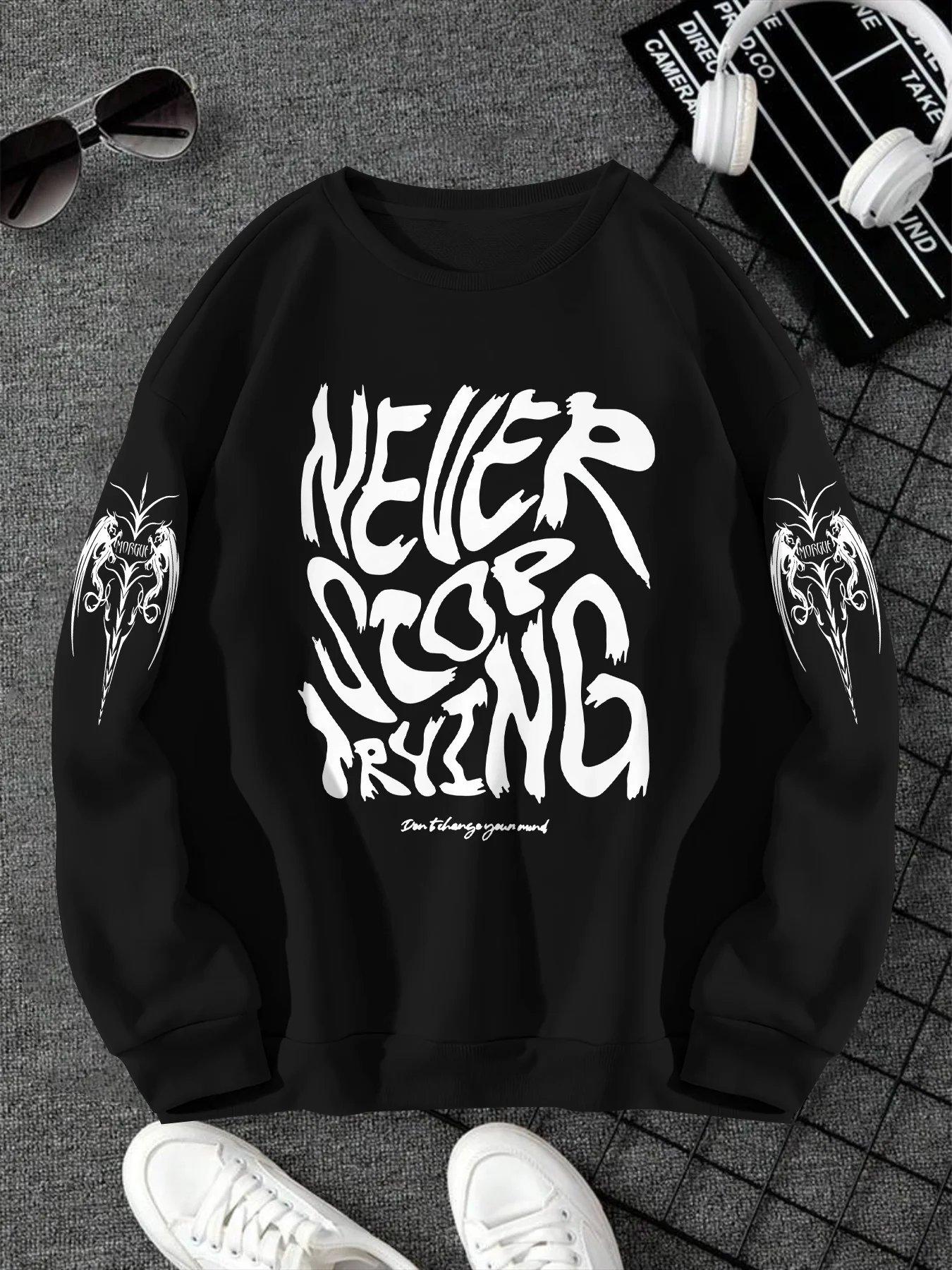 

Мужская повседневная толстовка с круглым вырезом и принтом «Не могу подарить», пуловер с длинными рукавами и цветочным узором, стандартный крой