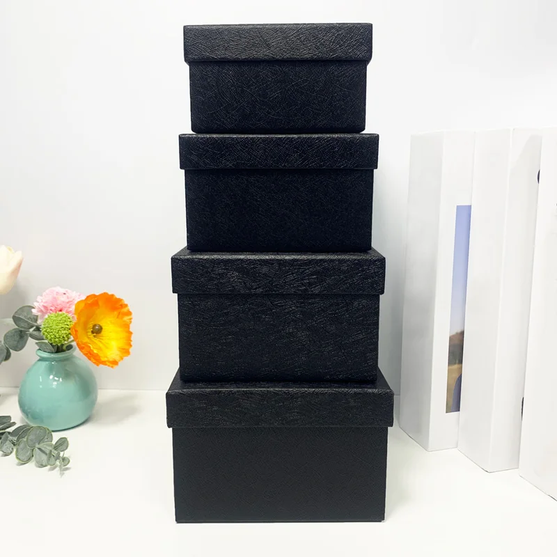 

Black Gift Box High Quality 4PCS Wedding Party Favor Boxes Children Candy Boxes Jewelry Box Display Gift Packaging Box S039