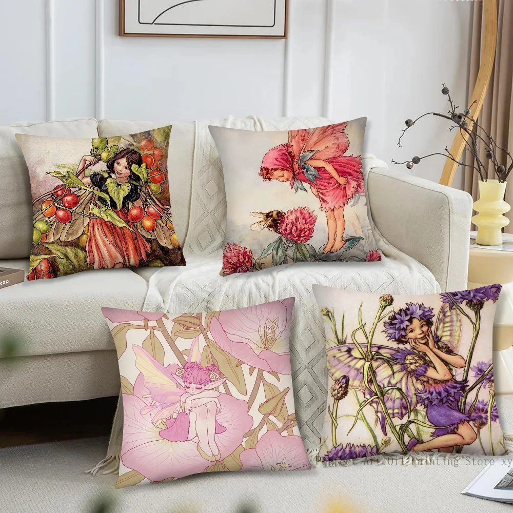 

flower fairy Pillow Case Square Pillow Bedroom Sofa Leisure Comfort Cushion Car Living Room Home Decoration