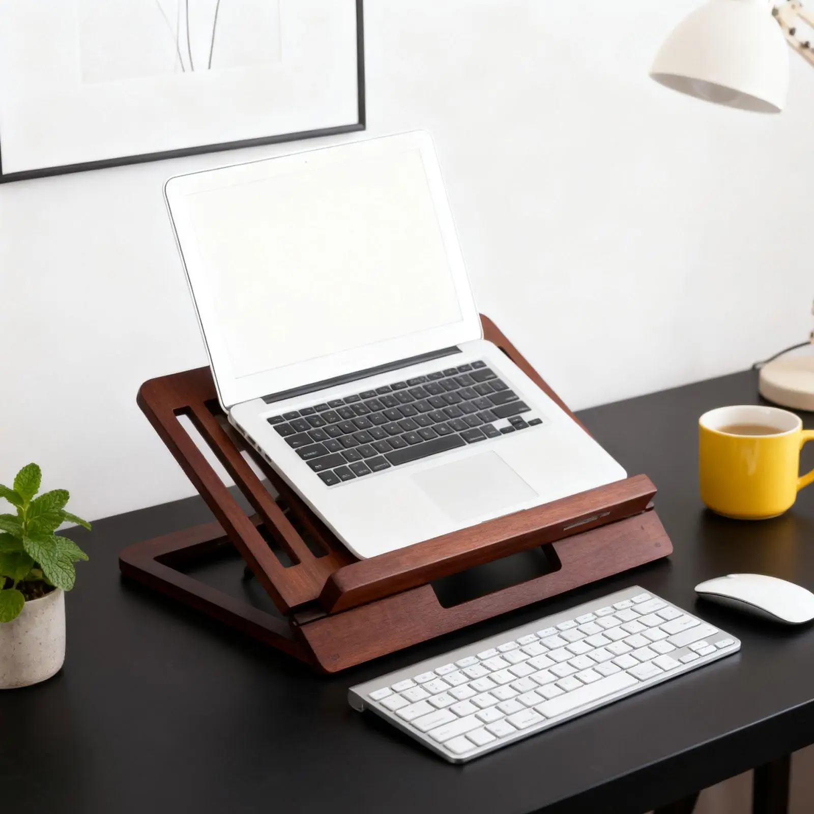 

Ventilated Cooling Desktop Computer Stand Adjustable with 6 Angles Desktop Notebook Mount Holder for Kitchen Traveling Bedroom