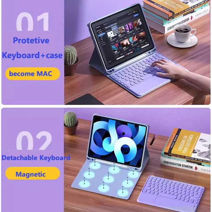 Imagem -02 - Smart Touchpad Keyboard Folio Case com Slot para Lápis Capa Bluetooth Ipad Air 13 Pro 13 7th Gen 12.9 2023 2023