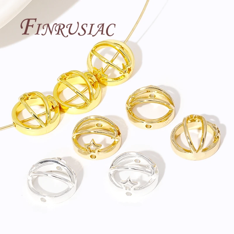 Multi Arten Messing Metall Kreis Rahmen Verbinder Spacer Perle, 14K/18K vergoldet Runde Perle Rahmen für DIY Perlen Schmuck Machen – Detail 35