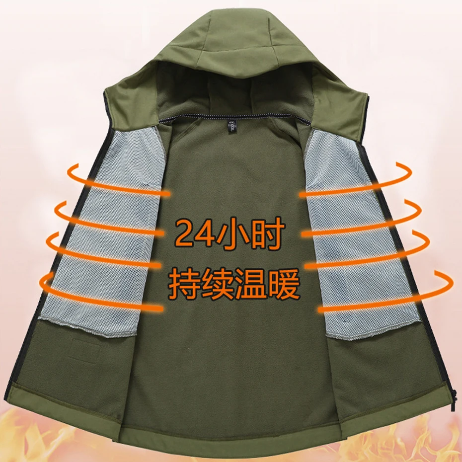 Waterproof Windbreaker Jacket Men 12XL 13XL Plus Size Camp Jacket Coat Male Fashion Casual Fleece Jackets Big Size 13XL