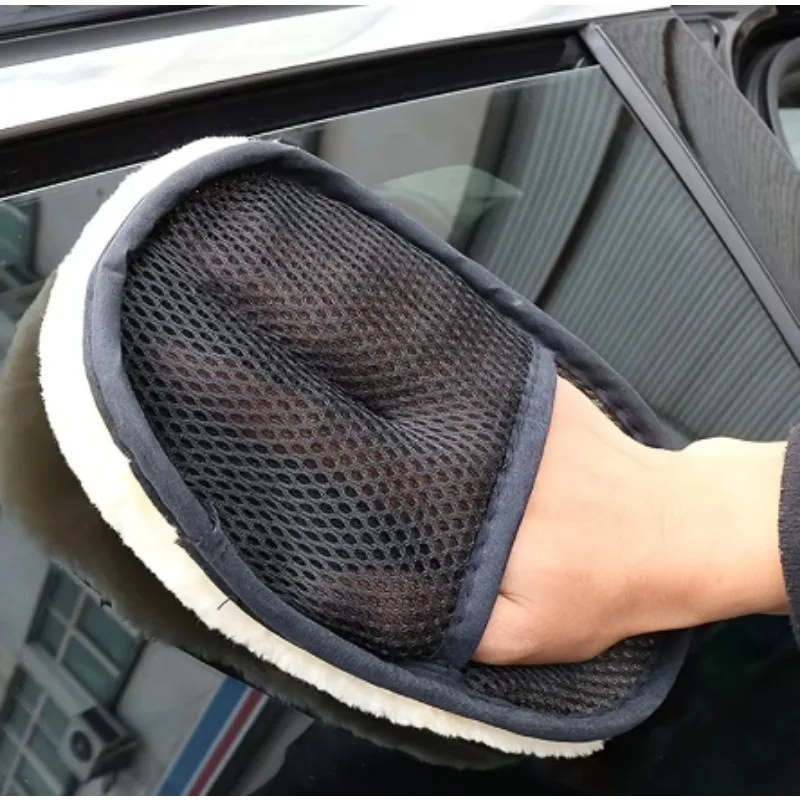 Ultra Fine Fiber Wool Soft Car Washing Gloves, Cleaning Brushes Motorcycle Washing Care Waxing and Polishing Tools Accessories