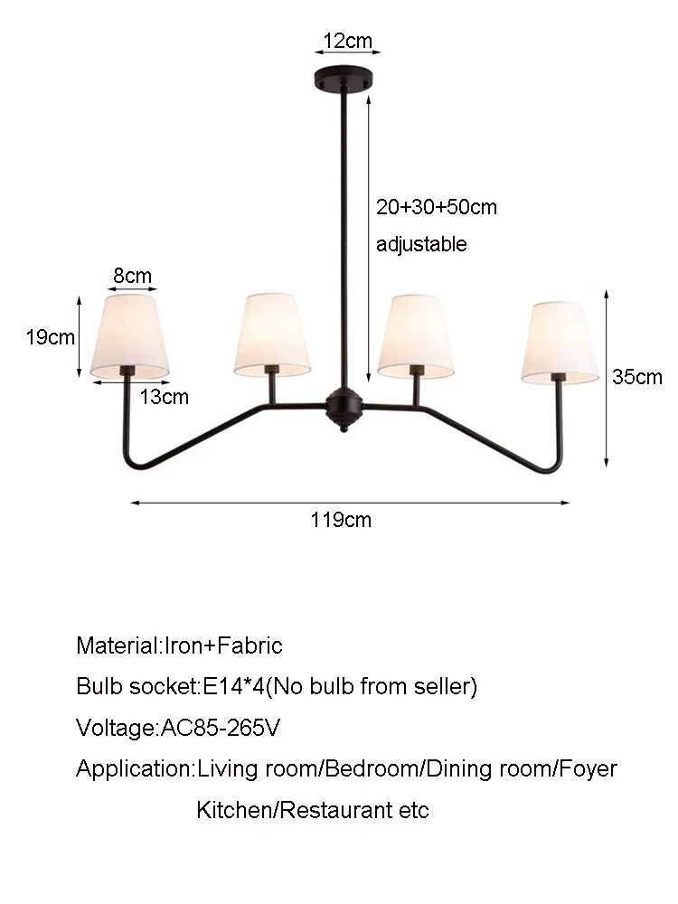 American Industrial Style Living Room Chandelier Light Retro Hotel Multi Head Lighting Bedroom Kitchen Dining Room Pendant Lamp
