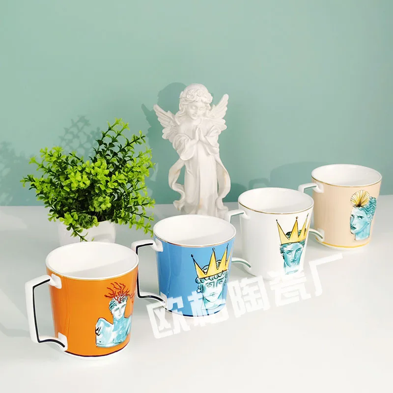 

Vintage Oil Painting Design Bone China Coffee Mugs Water Drinking Cups Ideal Gift for Gifting Home Use