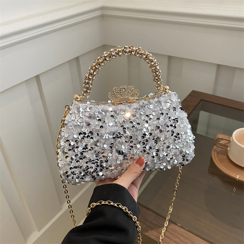 Sequins PU  Crossbody Bags Hasp Chains Women\'s Bags on Sale 2024 Brand Solid Sewing Thread Shoulder Bags Button Bolso Bandolera