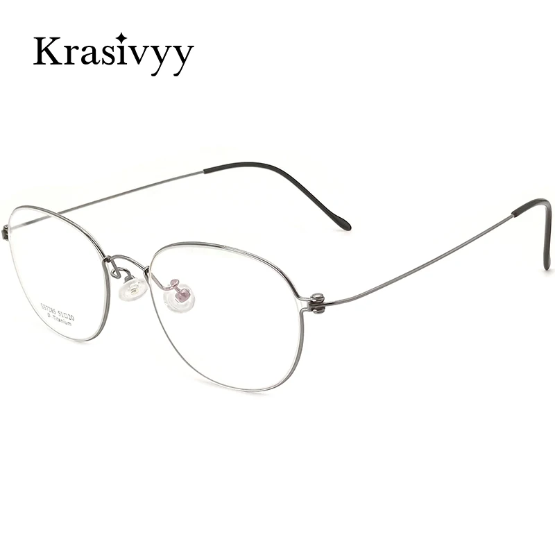 

Krasivyy Oval Glasses Frame Men Pure Titanium Ultralight Optical Myopia Prescription Eyeglasses Women Korean Screwless Eyewear