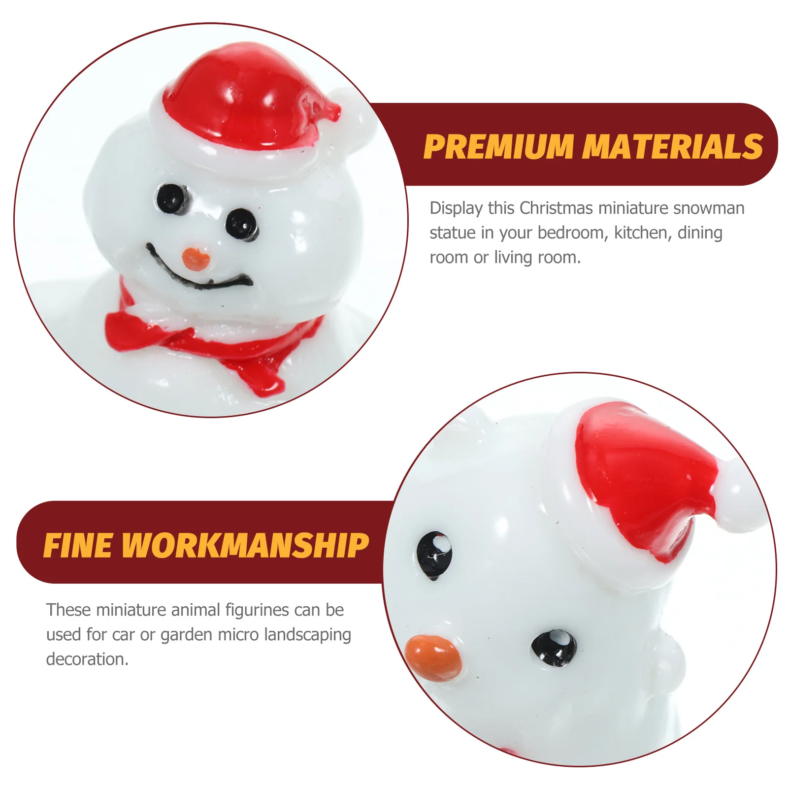 

5Pcs Decorative Mini Snowman Resin Ornaments for Christmas Party Bedroom and Garden Decor Mini Christmas Ornaments