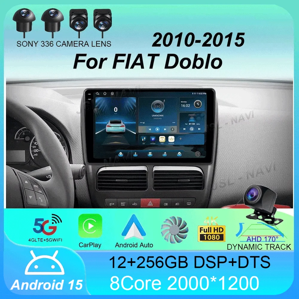 

Car Radio Android 15 For FIAT Doblo 2010 2011 2012 - 2015 Navigation GPS Multimedia Video Player Stereo Carplay+auto WiFi+4G BT