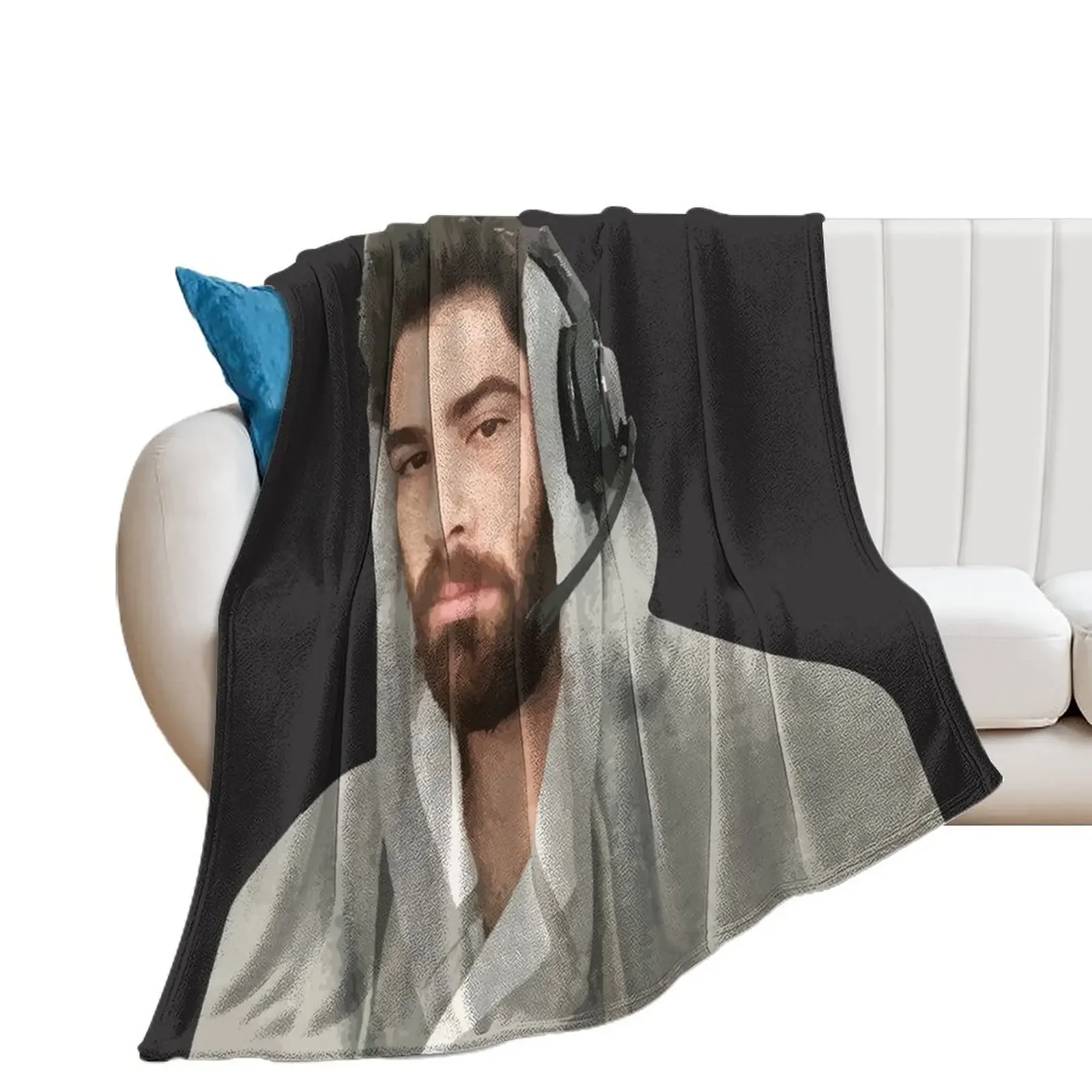 

Hasan Piker Wearing Headphone Throw Blanket warm for winter Weighted Hairy decorative Blankets