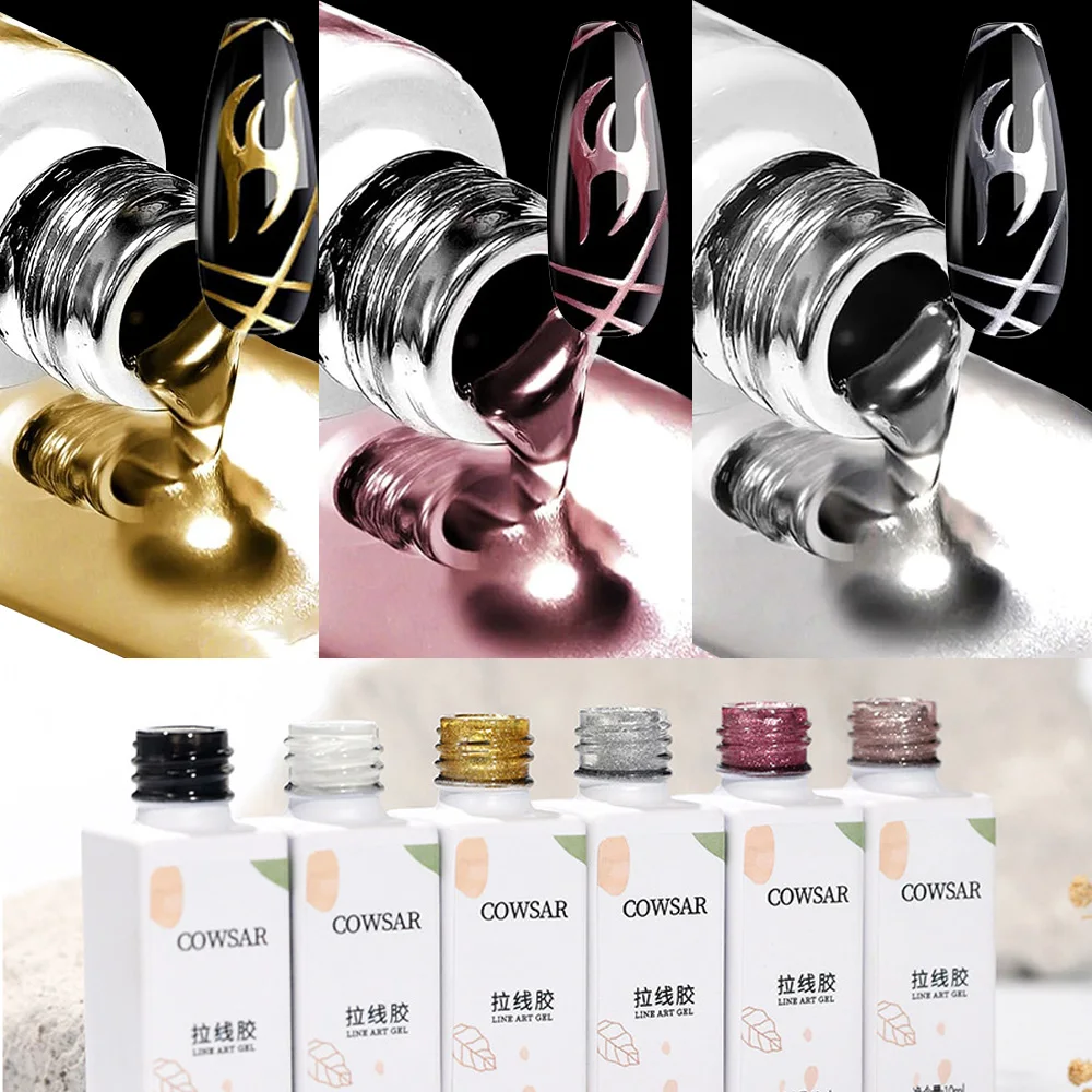 10ml Metallic Painting Gel Liner Nail Art 3D Mirror Chrome Effect Gel Silver/Gold/Rose Nail Polish Metal Painted Drawing Gel