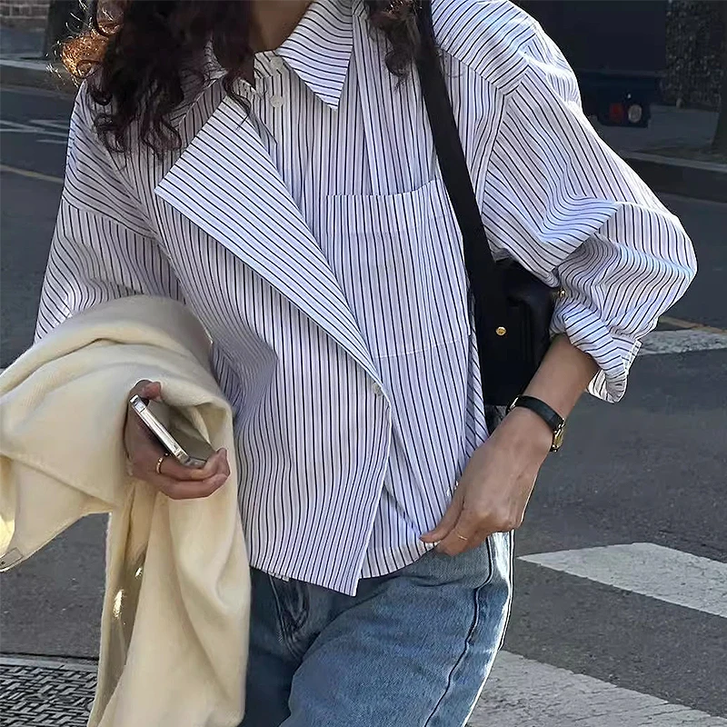 Design estivo Sciolto lungo Sve Ne Striped irt Donna Chic Versatile Big ket Casual Faionable Traspirante