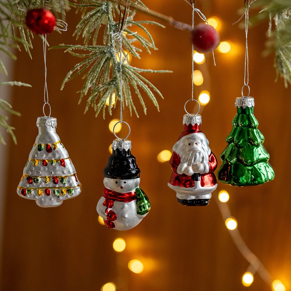 9Pcs Christmas Ornament Gift Box Set Xmas Tree Snowflake Gingerbread Man Snowman Candy Santa Hat Candy Baubles Xmas Tree Hanging