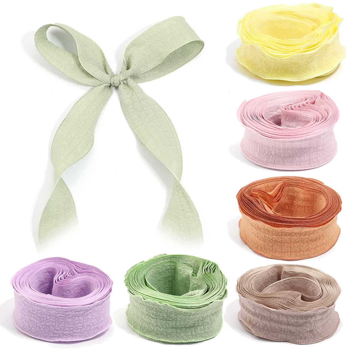 5yards/lot 2.5cm Polyester Ruffled Edge Bubble Wrinkled Ribbon For DIY Gift Box Flower Packing Clothing Decoration Accessories