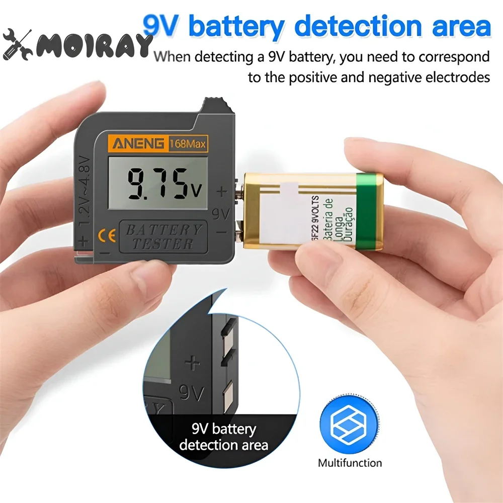 ANENG 168Max Digital Lithium Battery Capacity Tester Universal Test Checkered Load Analyzer Display Check AAA AA Button Cell