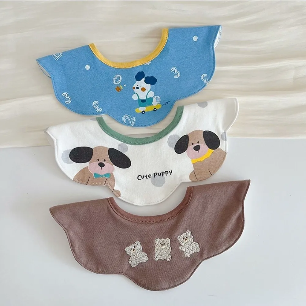 3pcs Set Cute Prints Absorbent Bib Breathable 100% Cotton Drool Bibs Antibacterial Snap Closure Summer Bibs Infant Daily Wear