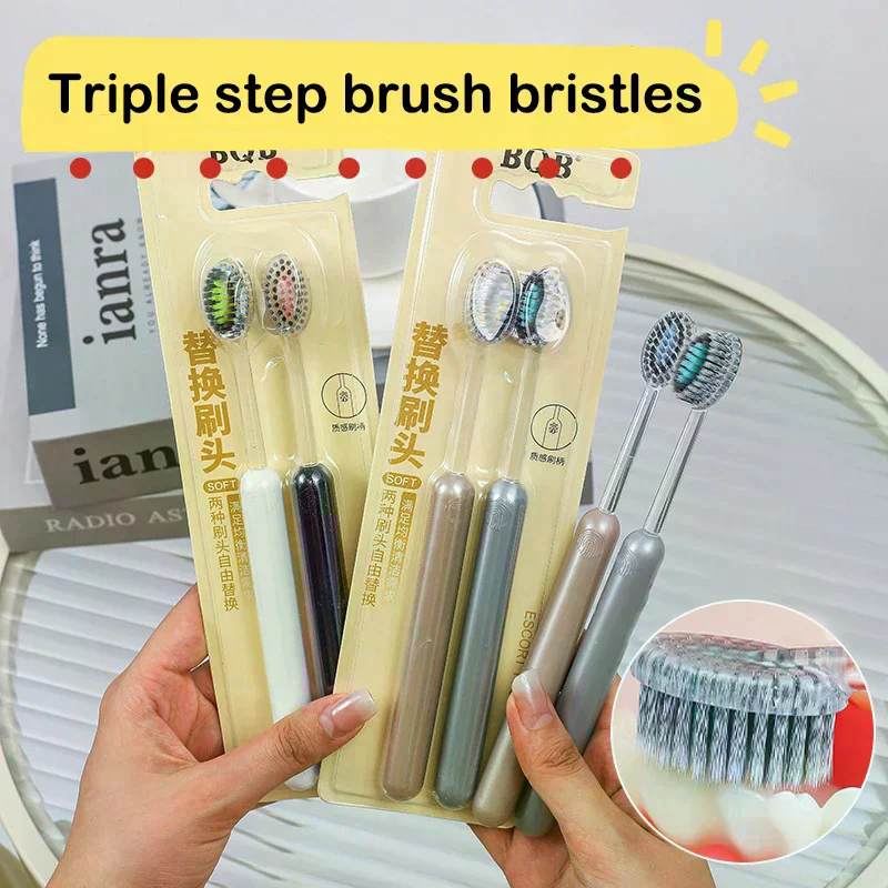 2 قطعة فرشاة أسنان تنظيف الفم فائقة النعومة فرشاة أسنان ذات شعيرات صلبة تنظيف عميق للبالغين تبييض الأسنان #2