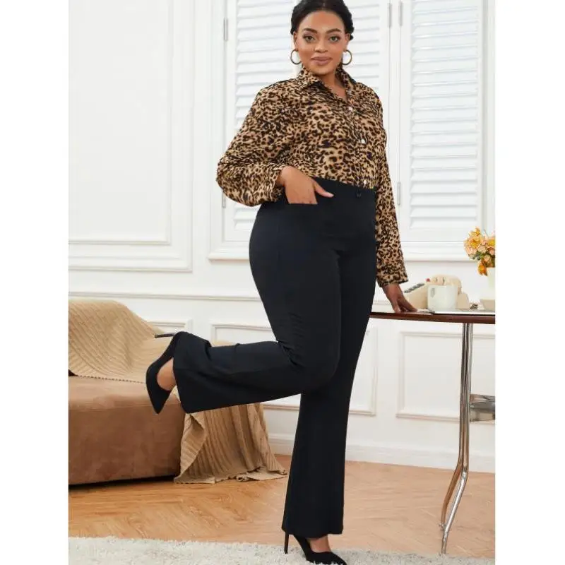 

Cleanfit, однотонные брюки-клеш большого размера, повседневные брюки из ткани ПВХ со средней талией для женщин, зимний сезон