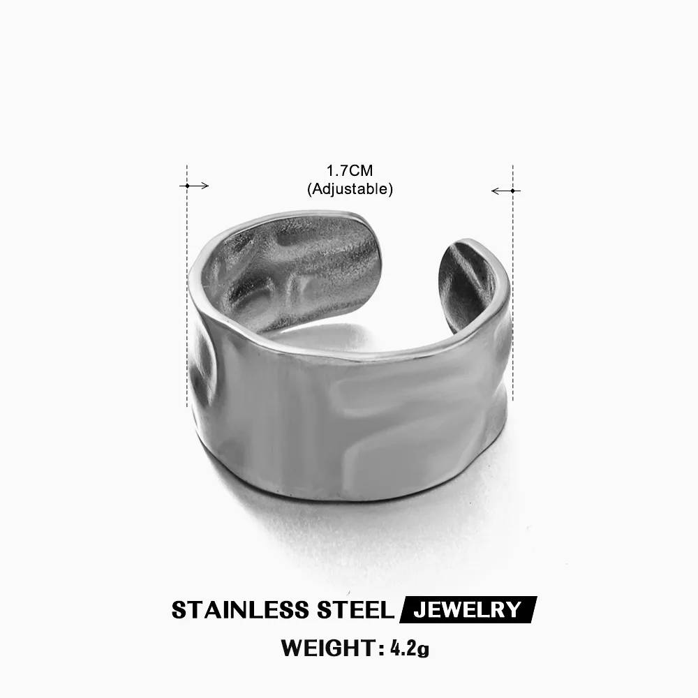 Gold Smooth Wide Face Ring Neutral Bohemian Jewelry Gold Plated Stainless Steel Adjustable Couple Rings Украшения Ки