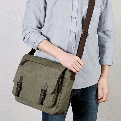 Bolso de lona Retro, bolso de viaje de negocios para hombre, bolso universitario, bolso de hombro de gran capacidad, bolso bandolera informal, bolso para hombre