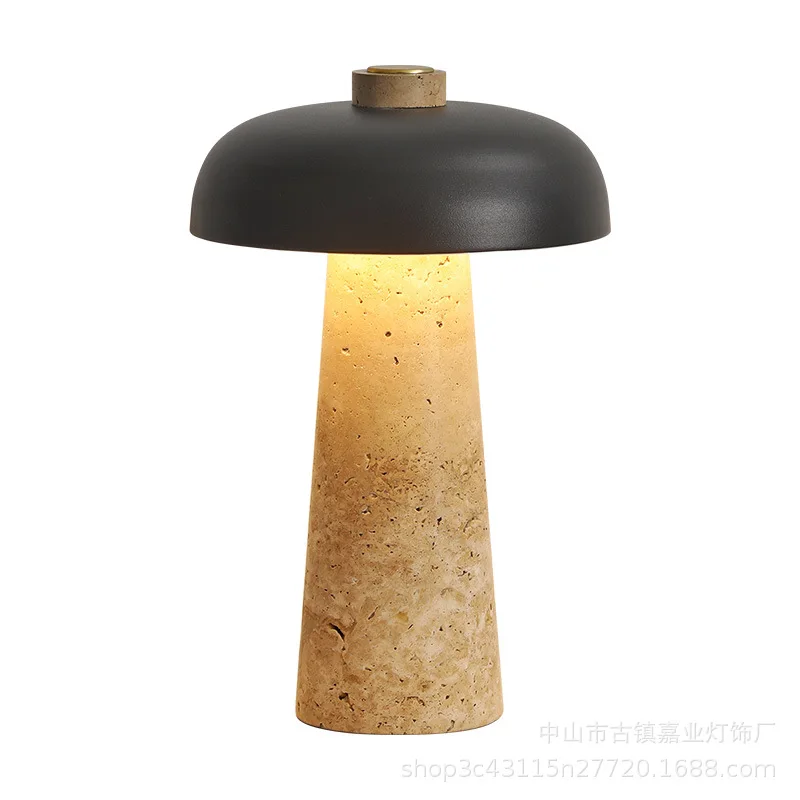 مصباح مكتبي على شكل فطر الرياح من العصور الوسطى من وابي سابي، غرفة نوم من الحجر الجيري الأصفر بجانب السرير وغرفة المعيشة والدراسة المنزلية #5