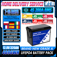 EU Stock Grade A 12V 320Ah Lifepo4 battery Pack 12.8V lithium iron phosphate rechargeable Cells DIY 24V 48V For RV Solar Camping