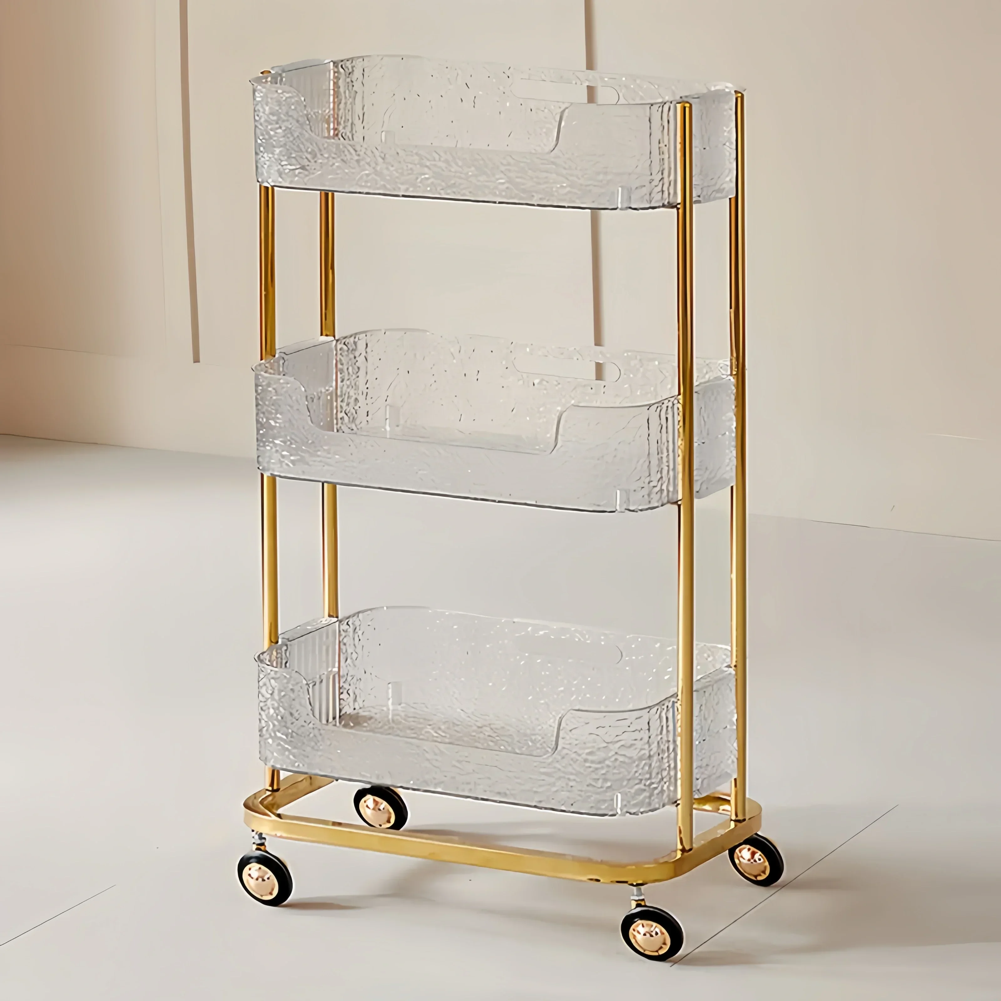 

Premium Beauty Salon Decor Furniture Storage Cart Wheels Golden Aesthetic Roulette Trolley Clinical Carrello