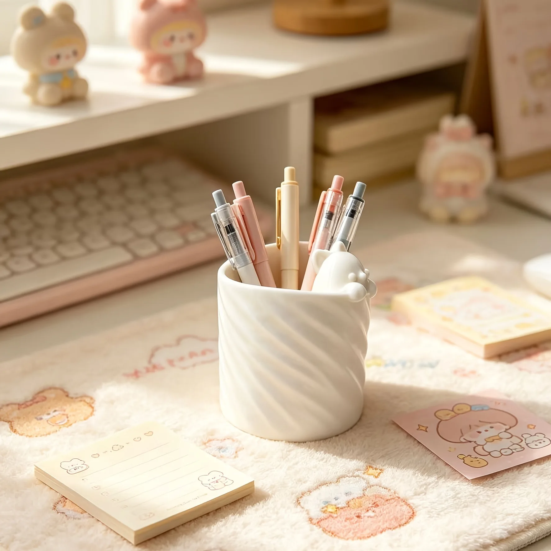 1/2 Piece Random Color Kitten Pen Holder Desktop Storage Organizer Decoration Office Desk Pen Storage Box Desk Decoration
