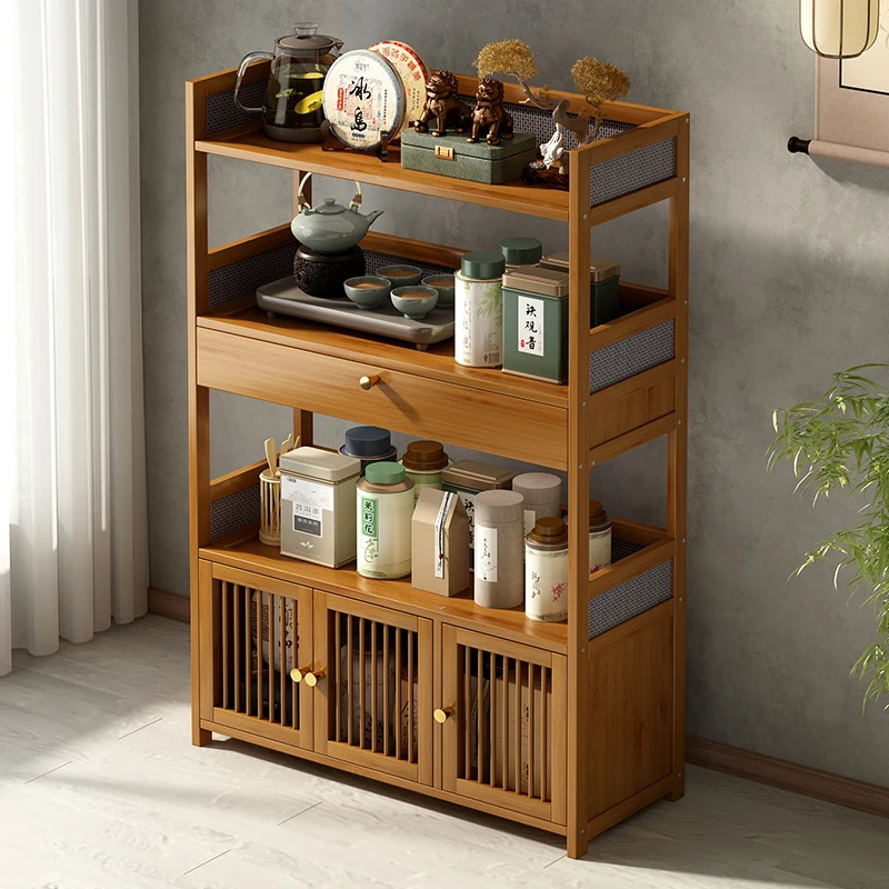 #Tea rack Multifunctional small shelf Home storage cabinet Living room Bogu rack Tea set rack Multi-layer tea cabinet