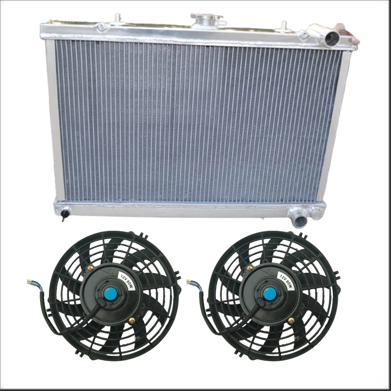 Aluminum radiator + Fans For Nissan Skyline S13 CA18 R32 RB20 GTS GTR 1989-1993 1990 1991 1992 89 90 91 92 93