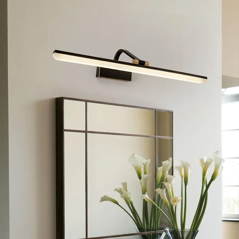 Nordic mirror headlights simple modern creative all copper rotatable bathroom bathroom mirror cabinet dresser led wall lamp