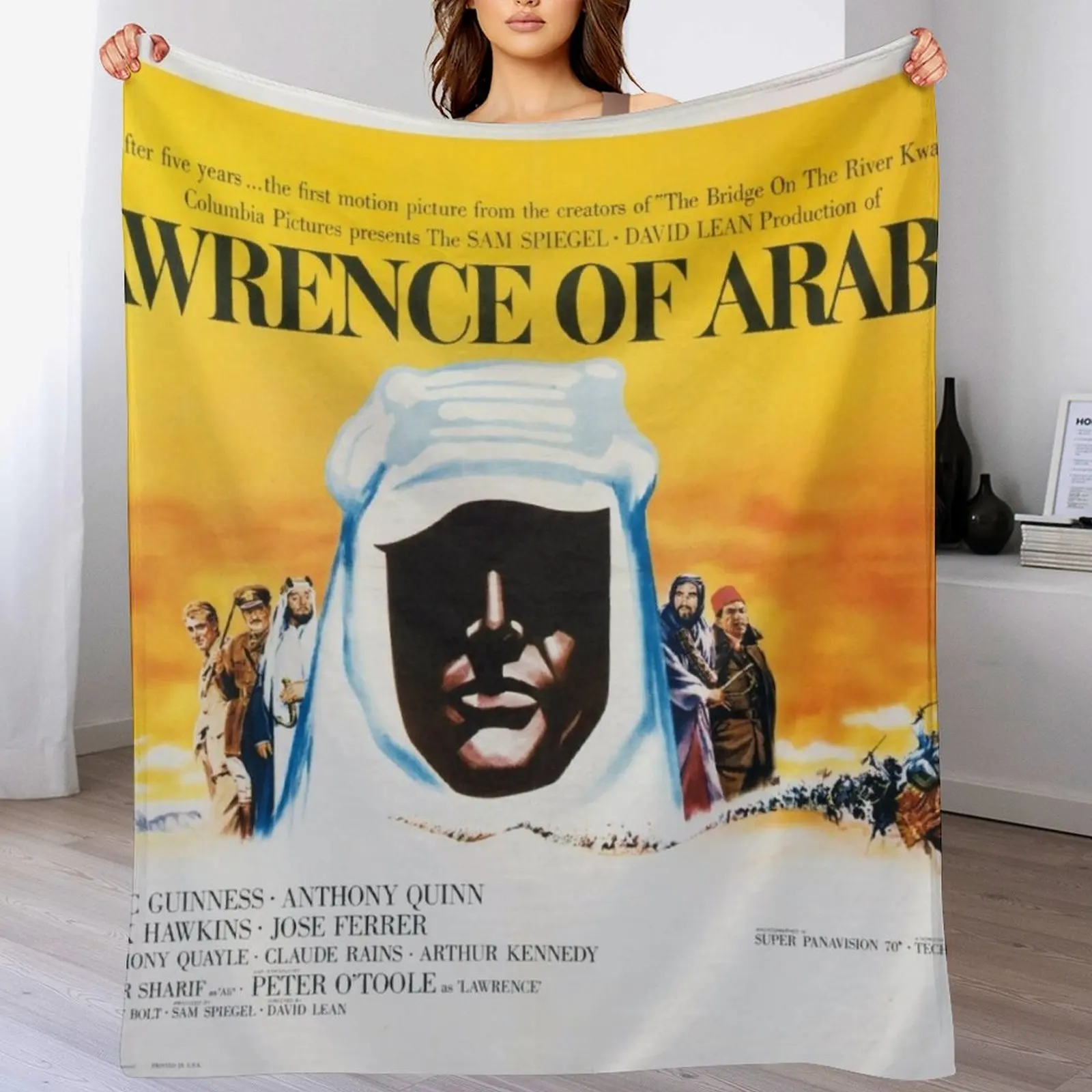 

Lawrence of Arabia Vintage Movie Poster Throw Blanket Cozy Home Blanket Gift for Christmas Holiday