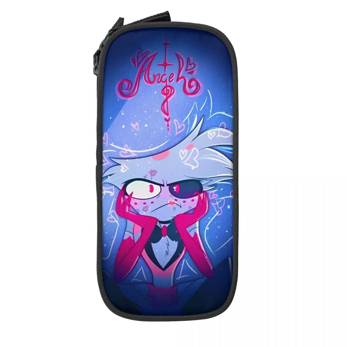 أنيمي Helluva Boss مقلمة مقلمة القلم لفتاة صبي حقيبة تخزين كبيرة اللوازم المدرسية سستة القرطاسية