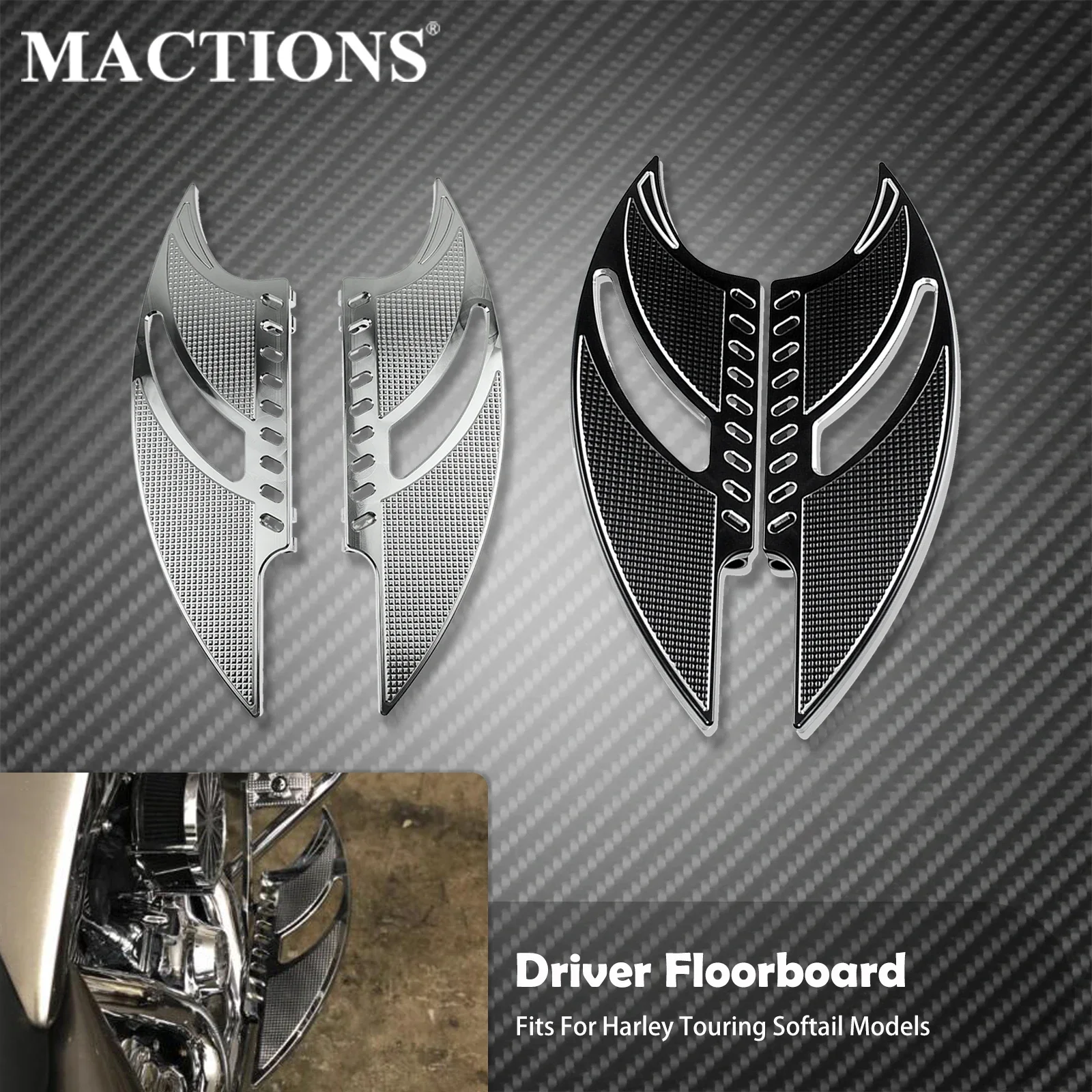 

Motorcycle Driver Floorboard CNC Rider Footrest Front Stretched Footboard For Harley Softail FLDE FLFB Touring FLHT FLHR FLTRX