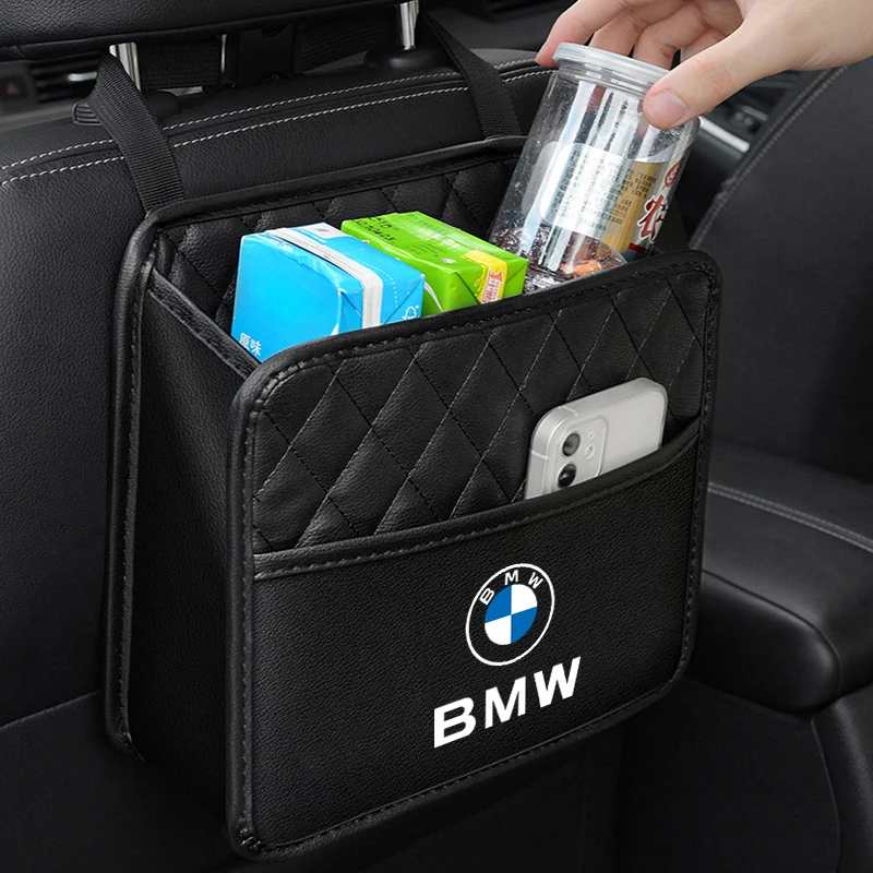 Car Badge Accessories Seat Back Garbage Storage Bag For BMW Performance M Power E90 E91 E92 E93 X3 X5 X6