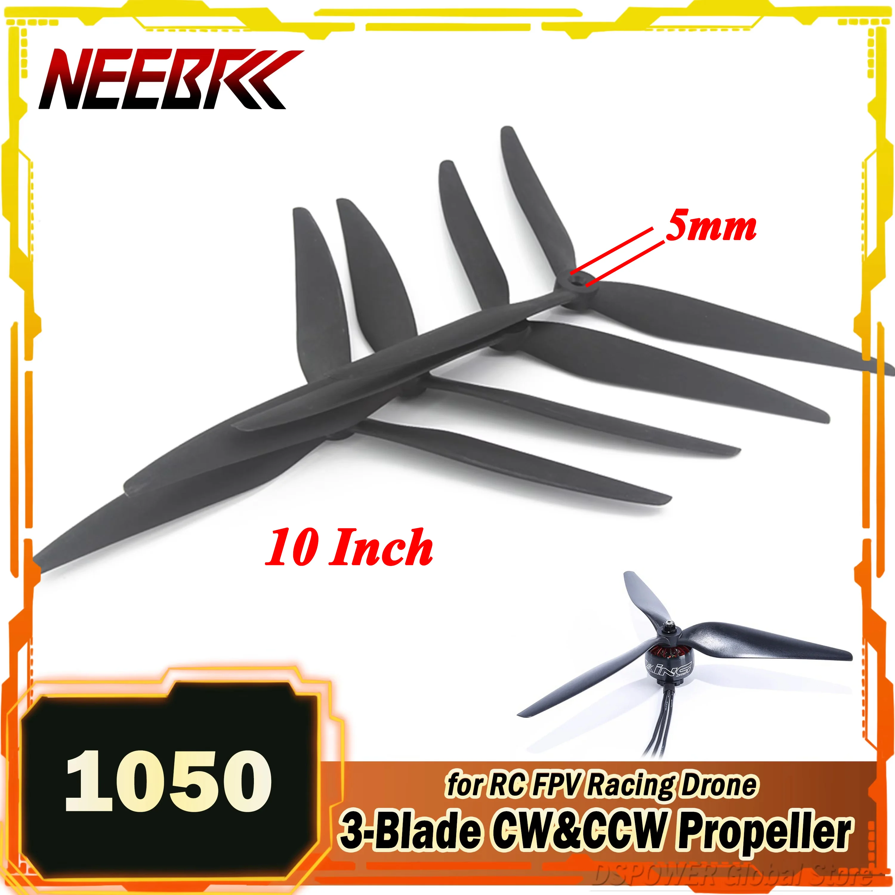 

4 пары NEEBRC 1050 10X5X3 3-лопастные CW & CCW пропеллеры для RC FPV гоночного дрона Multirotor 10 дюймов Cinelifter MarcoQuad детали самолета